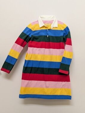 NWT Primary | Rainbow Striped Long Sleeve Rugby Dress | Size 12